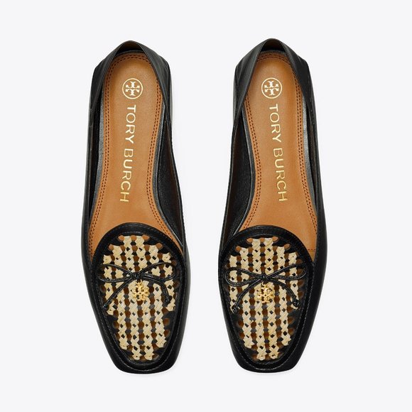 TORY BURCH * NIB $348 * CONVERTIBLE TORY CHARM WOVEN LOAFER Black Oatmeal 11 - Picture 12 of 16
